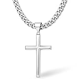 Ringcal Collar de cruz para hombre con caja de regalo, collar con colgante de cruz de acero inoxidable plateado y dorado para hombre, 30inch, Acero inoxidable, Sin piedra preciosa