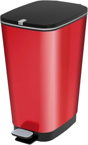 Ondis24 Treteimer Chic L Mülleimer Abfalleimer aus Kunststoff 45 Liter (Metal Red)