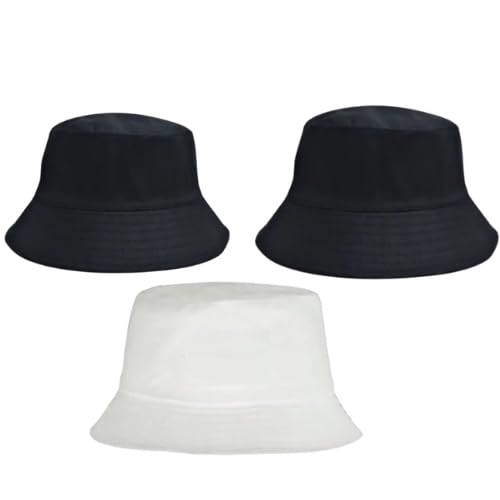 Kit 3 Chapéu Bucket Hat Preto e Branco