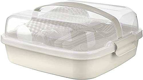 Tribello Camping Picnic Dishes Set With Case, (Set For 6) 32 Plastic Reusable Cutlery Set - Bpa Free - Microwave / Dishwasher Safe #TOP6