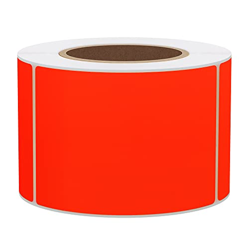 Hybsk 2x3 Inch 300pcs Fluorescent Red Sticker Rectangle Blank Color Coding Neon Labels for Office Organization Shipping Warehouse Labeling (Fluorescent Red)