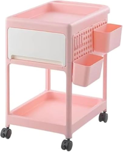 SLLS収納カート キャスター付き ベビー用品収納ラック 多機能 オムツ収納 ベビーワゴン フック付き 引き出し付き 移動式 取っ手 小物収納 キッチンワゴン おしゃれ