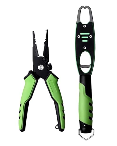 REELFIN Fishing Tools Combo Box Tackles Set Organiser for Every Angler, Fishing Tools Pliers Lip Gripper Compact with Impact-Resistant Tackle Box Gifts for Men (Heavy Duty Tools)