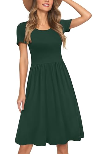 Image of Womens Short Sleeve Empire Waist Dresses Casual Summer Dress with Pockets
