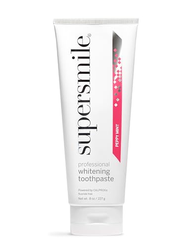 Image of Supersmile Peppy Mint Whitening Toothpaste, Fluoride-Free, 8 Oz | Calprox Powered, Whitens 5.5 Shades in 7 Days, Candy Cane Flavor Without the Sugar, Veneer Safe, SLS-Free