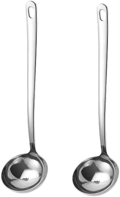 Vista 21 de Paquete de 2 cucharones de sopa dorados 304 de acero inoxidable para servir salsa de cocina Oro