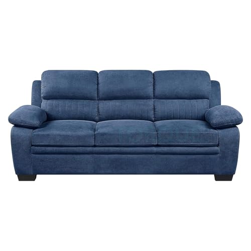 Image of Torque - Jett Luxurious Fabric 3 Seater Sofa for Living Room (Blue) | Wooden 3 Person Sofa Couch for Bedroom Hall Festival Gift | 1 Year Warranty