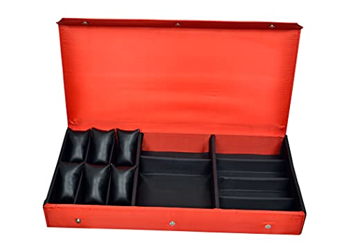 Proniks Goggles,Eyewear, Sunglass.Watches case cover Box zipper 14pcs storage organiser in (Red, Free Size)