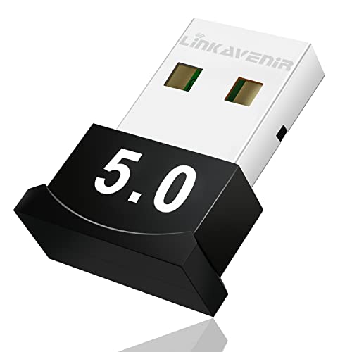 5.0 Bluetooth Adapter für PC, 3Mbps Bluetooth Dongle für PC Windows 11/10/8.1/8/7, LinKAVEniR Dual Mode Bluetooth Netzwerkadapter für Lautsprecher/Kopfhörer/Tastaturen/Headsets/Drucker/usw Cover