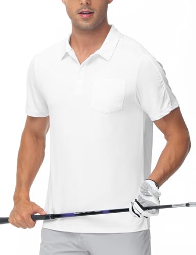 Image of Rdruko Men's Polo Shirts Short Sleeve Quick Dry Outdoor Golf Sports Shirts with Pocket