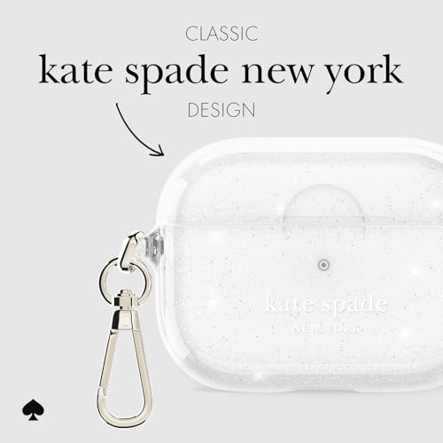 Image of kate spade new york AirPods Pro Protective Case with Keychain Ring -That Sparkle Silver, Compatible with AirPods Pro 2nd / 1st Generation