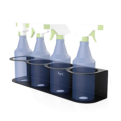 Koova 4 All-Purpose Spray Bottle Holder | Easy Install Wall Mount Hardware Included | Heavy-Duty Powder Coated Steel Storage Rack for Garage And Home | Craft Workspace Paint Bottle Organizer USA Made