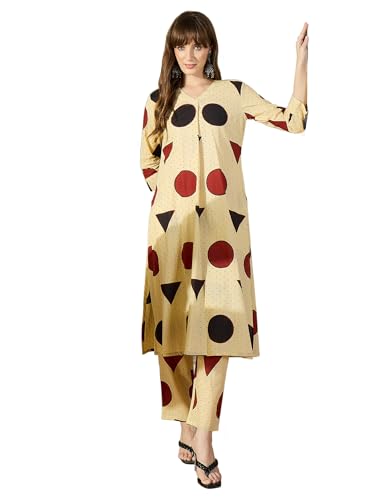 Image of INDO ERA Women Pure Cotton Kurta Palazzo Set | Printed Kurta with Palazzo Pants | Summer Friendly, Office Wear Co-Ord Set | Cord Set For Women Cotton