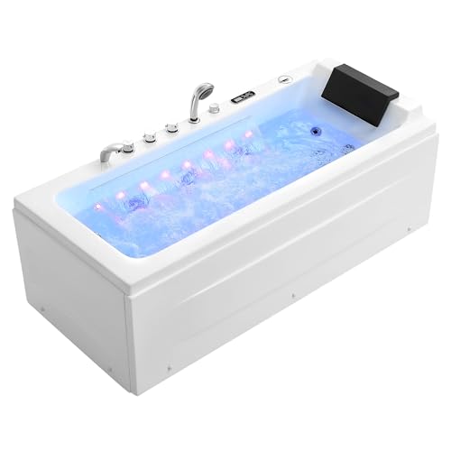 Empava Acrylic Whirlpool Bathtub, 67' Jetted Tub with Heater, Hydro