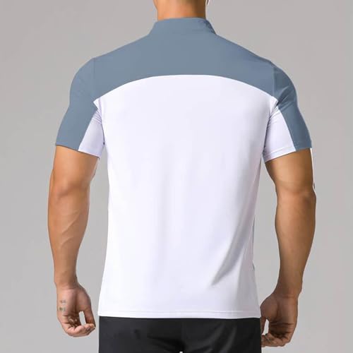 Men's Short Sleeve Sports Shirts Quarter Zip Workout T-Shirt Quick Dry Moisture Wicking Athletic Gym Running Tops3