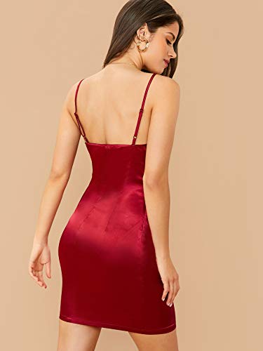 DIDK Dames satijnen jurk cowl partyjurk spaghettibandjes avondjurk Bodycon potloodjurk elegant camisole knielange jurken - Image 3