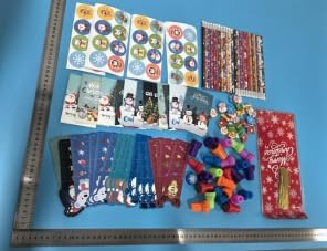 168 Pcs Christmas Party Favors for Kids Bulk, 24-Pack School Stationery Set with Notebook Pencils Erasers Rulers Treat Bags for Students Classroom Gift