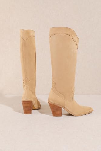Mi.iM Classy Chunky Heel Pull-on Round Toe Suede Knee-high Boots3