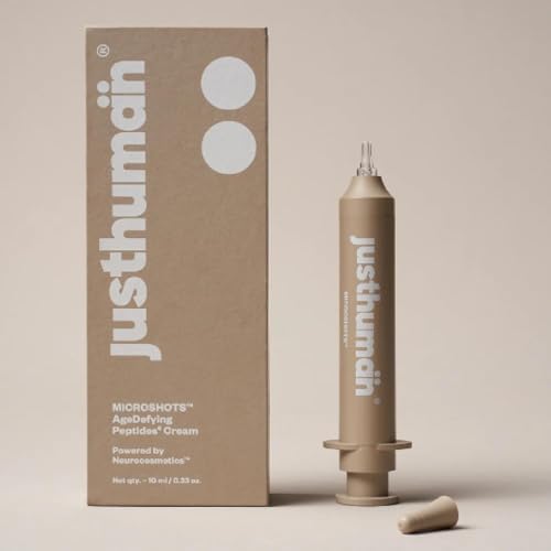 JustHuman Microshots Age-Defying Peptide6 Cream With Peace Mask|Patented Korean Technology For Mature Skin| Collagen Boosting,Wrinkle-Free, Skin Tightening |10Ml