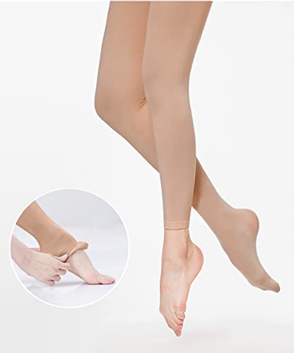 Danswan 2 Pack Girls Ballet Dance Tights Footless Convertible Transition Ballet Legging Stocking (Caramel, Child Age 8-10) #TOP1