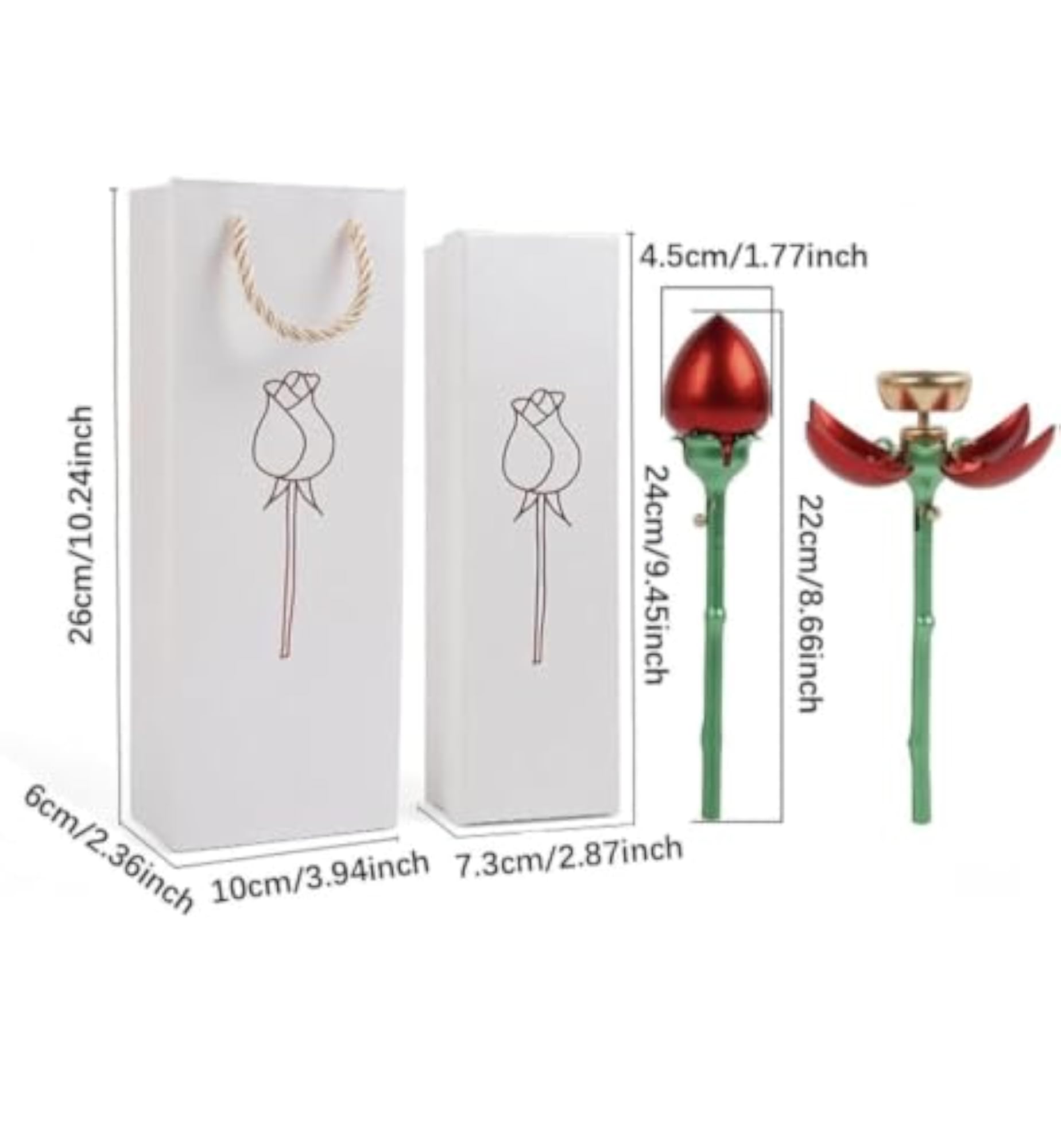 Red Flower Design Ring Gift Box with Gift Bag