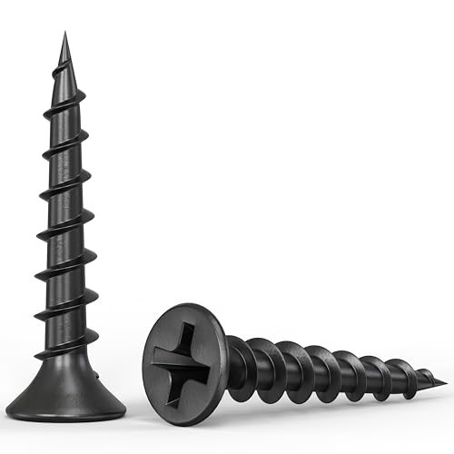 Qualihome #6 Coarse Thread Sharp Point Drywall Screw with Phillips Drive #2 Bugle Head, 1 Lb/Pound, Black, Ideal Screw for Drywall Sheetrock, Wood and More, 1 Inch, 325 Pack
