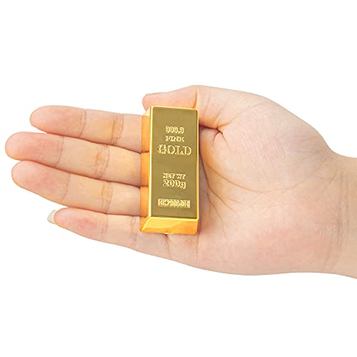 Hiawbon 6 Pcs Simulated Treasure Golden Brick Bullion Fake Glittering Gold Bar Paperweight Movie Prop Novelty Gift - Thumbnail 2