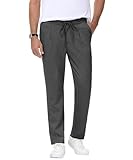 PJ PAUL JONES Men's Casual Pants Stretch Waist Drawstring Slim Fit Wrinkle Free Pleated Front Work Pants Gray