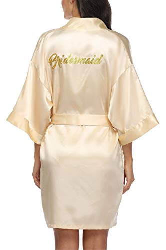 Image of Giova Women Bridal Robe for Bride and Bridesmaid Getting Ready Wedding Party Bathrobe