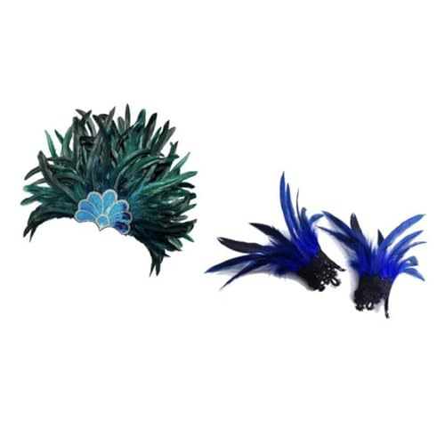 Accessoires d'Halloween : ensemble cheveux lisses et bandeau plumes