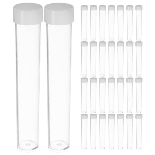 Uonlytech Tubos de Plástico Transparente con Tapa, Mini Contenedores de Almacenamiento para Abalorios, 50 Piezas, Frascos Compactos para Manualidades y Organización Segura