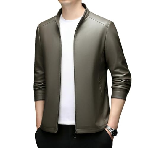 Veste en cuir synthétique col montant pour homme, un blouson demi-saison élégant