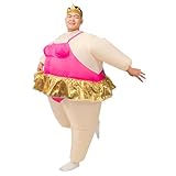 OrionVista Inflatable Ballerina Costume Adult Blow Up Costumes for Adults Funmy Fat Body Suit Costume for Men Women Halloween (Pink)