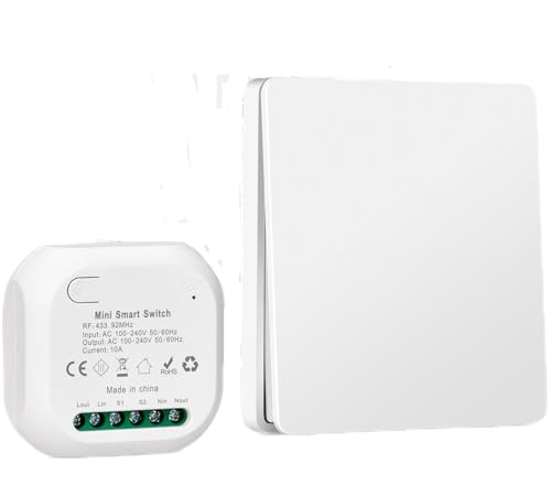 Funkschalter Funk Lichtschalter 230v, Kinetischer Batterieloser Funkschalter Set, Wasserdichter Wireless Switch Keine Verkabelung Erforderlich, Fernbedienung bis zu 200m (1 Empfänger, 1 Schalter) Funkschalter Funk Lichtschalter 230v, Kinetischer Batterieloser Funkschalter Set, Wasserdichter Wireless Switch Keine Verkabelung Erforderlich, Fernbedienung bis zu 200m (1 Empfänger, 1 Schalter)