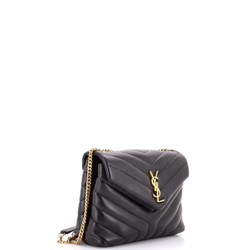 Saint Laurent, Pre-Loved Loulou Shoulder Bag Matelasse Chevron Leather Small, Black2