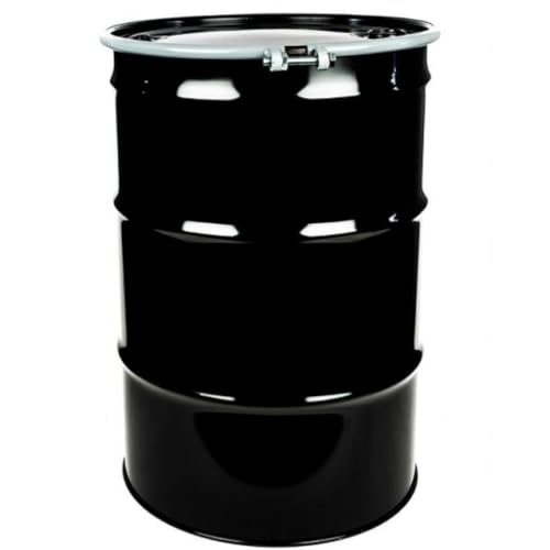 Labelmaster UN-Rated 55 Gallon Open Head Steel Drum Black Secure Bolt Ring Closure Epoxy Phenolic Lining Storing & Transporting Chemicals Oils Food-Grade Materials Made in the USA