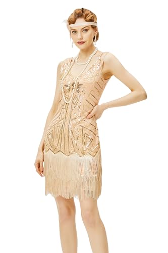 BABEYOND Women's Flapper Dresses 1920s V Neck Beaded Fringed Great Gatsby...
