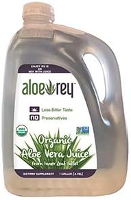 Aloe Rey Preservative-Free Organic 100% Inner-Fillet Aloe Vera Juice, 128 Ounce - Supports Healthy Digestion