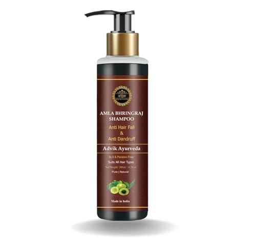 Advik Ayurveda Amla Bhringraj Shampoo for Hair Fall Control, 200ml | Anti-Hairfall and Anti-Dandruff | | For Hair Growth and Dandruff
