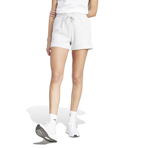 adidas Damen Essentials Small Logo Feel Cozy Shorts, Light Grey Heather/White, XXS – Ansicht 3