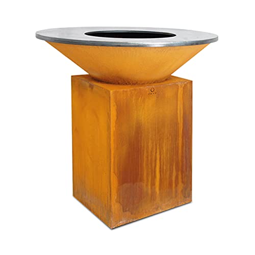 OFYR Barbacoa de acero Corten de jardín al aire libre, modelo Classic CORTEN 100, funciona con madera