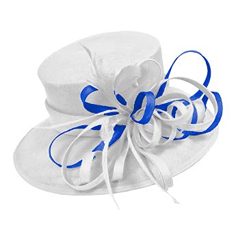 Chapeau bibi bleu mariage cérémonie femme grand bord Caprilite