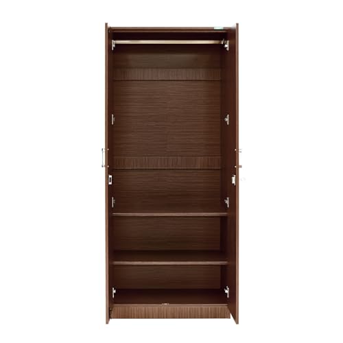 Image of Nilkamal Massif Neo 2 Door Wardrobe Without Mirror | Engineered Wood Almirah | 1 Hanging Rod & 3 Storage Shelves in Cabinet | 1 Year Warranty | Legno Oak
