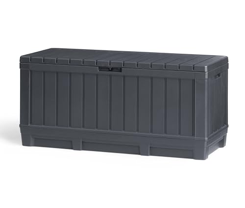 Coffre d'extérieur 128 x 59 x 53,6 cm en résine effet bois Keter Kentwood Anthracite