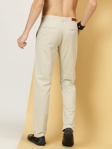 Image of Thomas Scott Men's | Solid | Light Weight | Breathable Fabric | 4 Pockets | Mid Rise | Slim Fit | 100% Cotton | Button Waist | Chino Trouser | Pants