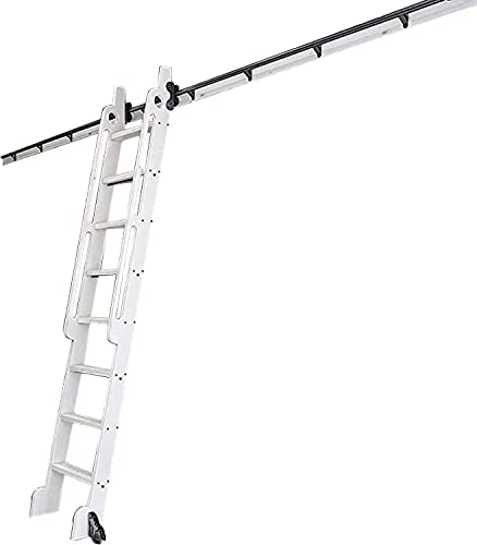 Kit quincaillerie porte de grange coulissante en acier pour échelle roulante de placard - 3