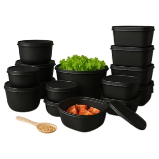Kit com 15 Potes Plásticos Herméticos para Cozinha | Livre de BPA | Também Disponível em Kit com 8 Potes(preto)