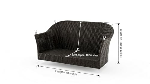 Image of India Outdoor Indoor Wicker Swing Chair with Canopy Wicker Patio Swing Set Garden Balcony Porch Poolside Lawn Furniture 2 Seater Hanging Swing Chair (Black)