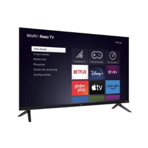 Televisão com fundo neutro.