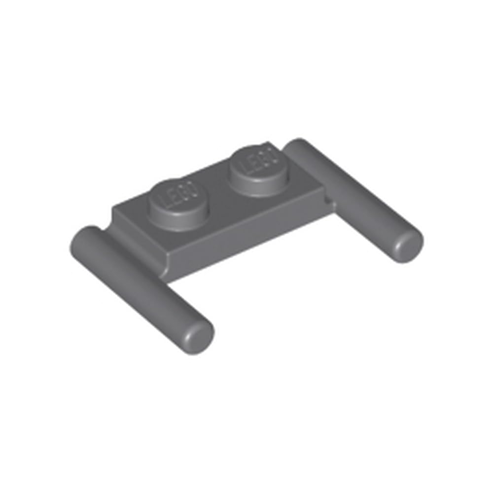 LEGO Plate, Modified 1 x 2 with Bar Handles - Flat Ends, Low Attachment, Part 3839b, Choose Your Colour, Part 3839b, Choose Your Colour (Dark Bluish Gray, 5, count)